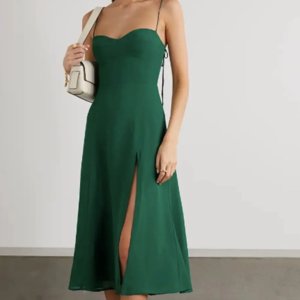 NEW Reformation Juliette Dress Emerald Green - Picture 2 of 16